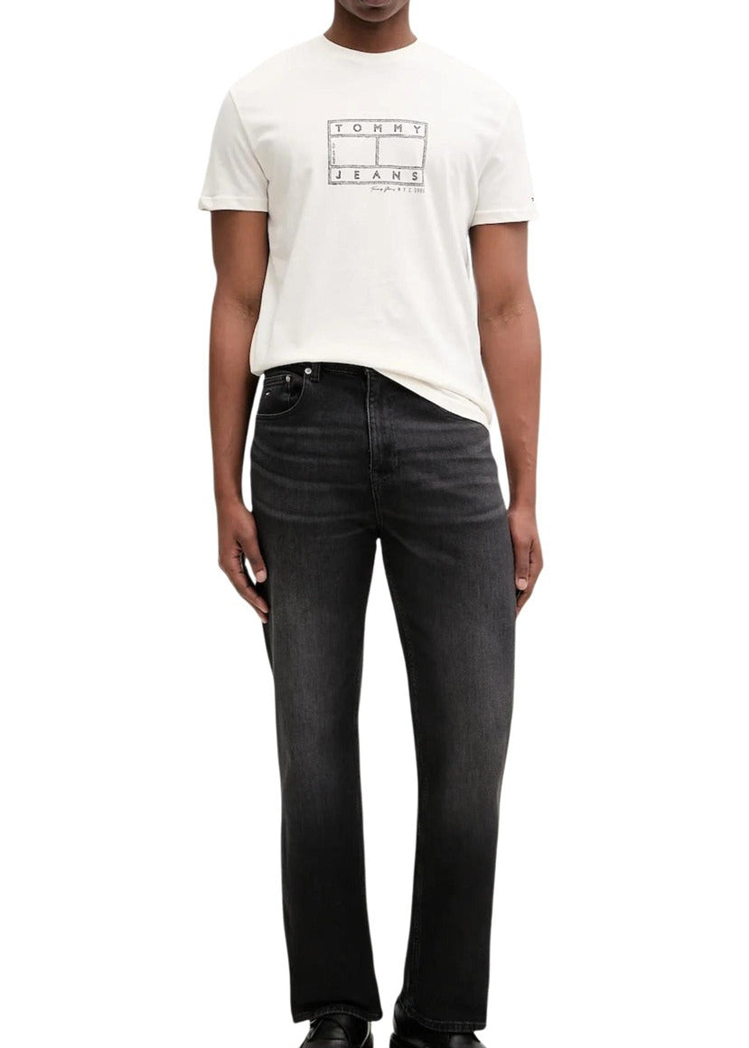 T-shirt Uomo Tommy Hilfiger Jeans Bianca in Cotone Organico con Stampa