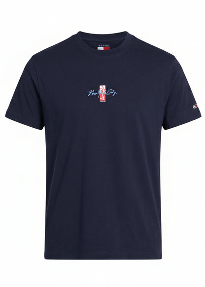 T-shirt Uomo Tommy Hilfiger Jeans Blu in Cotone Organico con Stampa