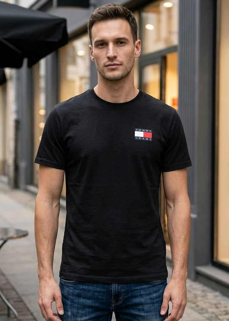 T-shirt Uomo Tommy Hilfiger Jeans Nera con Stampa