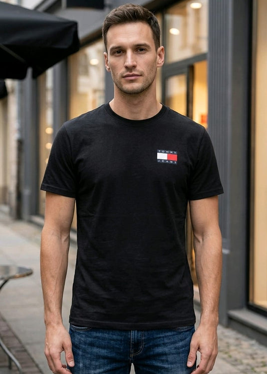T-shirt Uomo Tommy Hilfiger Jeans Nera con Stampa
