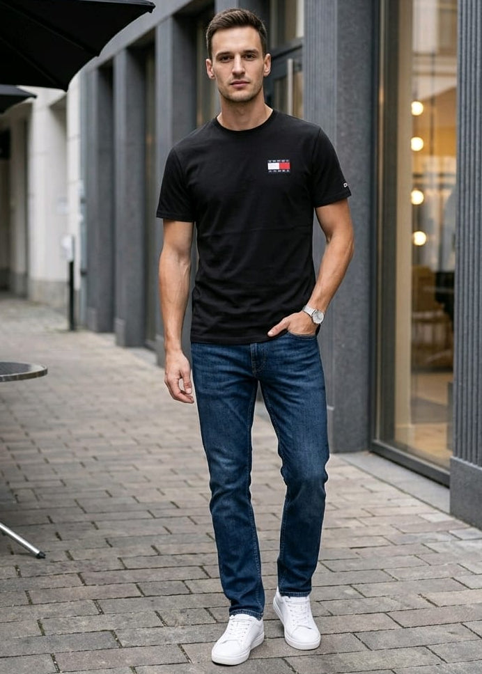 T-shirt Uomo Tommy Hilfiger Jeans Nera con Stampa