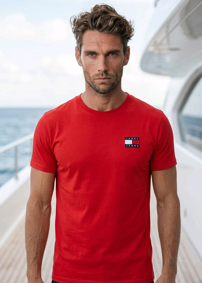 T-shirt Uomo Tommy Hilfiger Jeans Rossa Essential