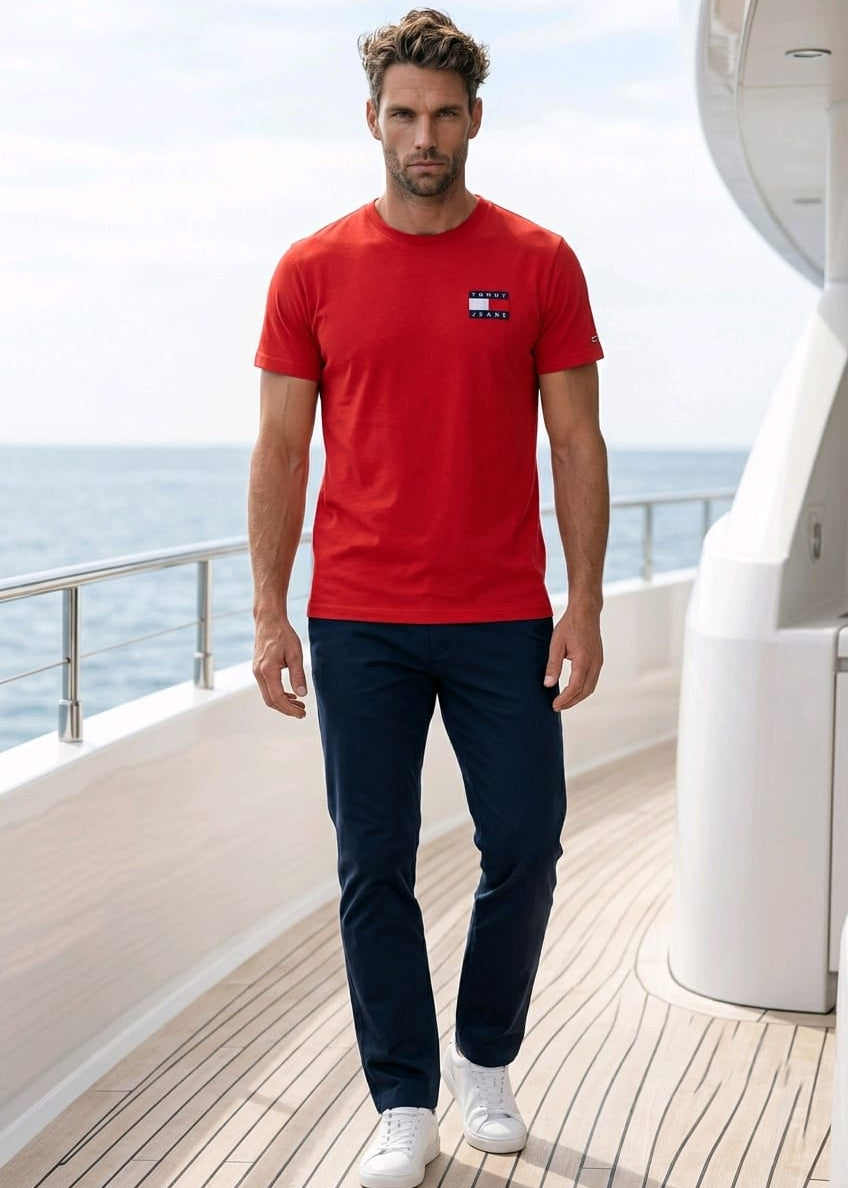 T-shirt Uomo Tommy Hilfiger Jeans Rossa Essential