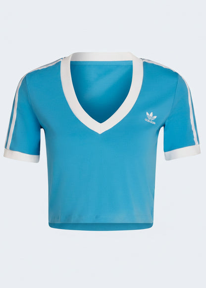 Top Donna Adidas Azzurro con Scollo a V