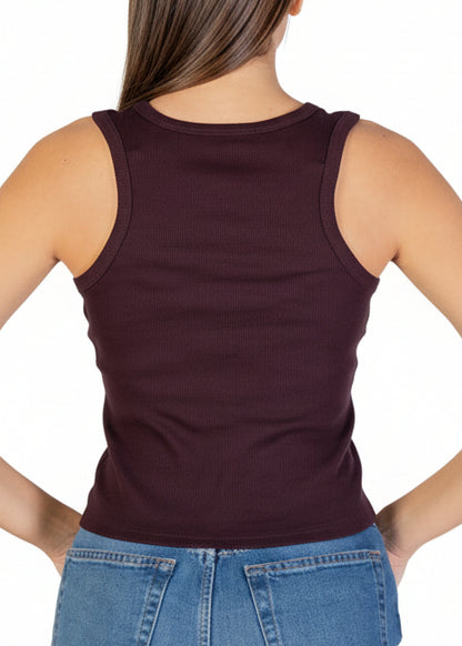 Top Donna Calvin Klein Jeans Marrone in Cotone Elasticizzato