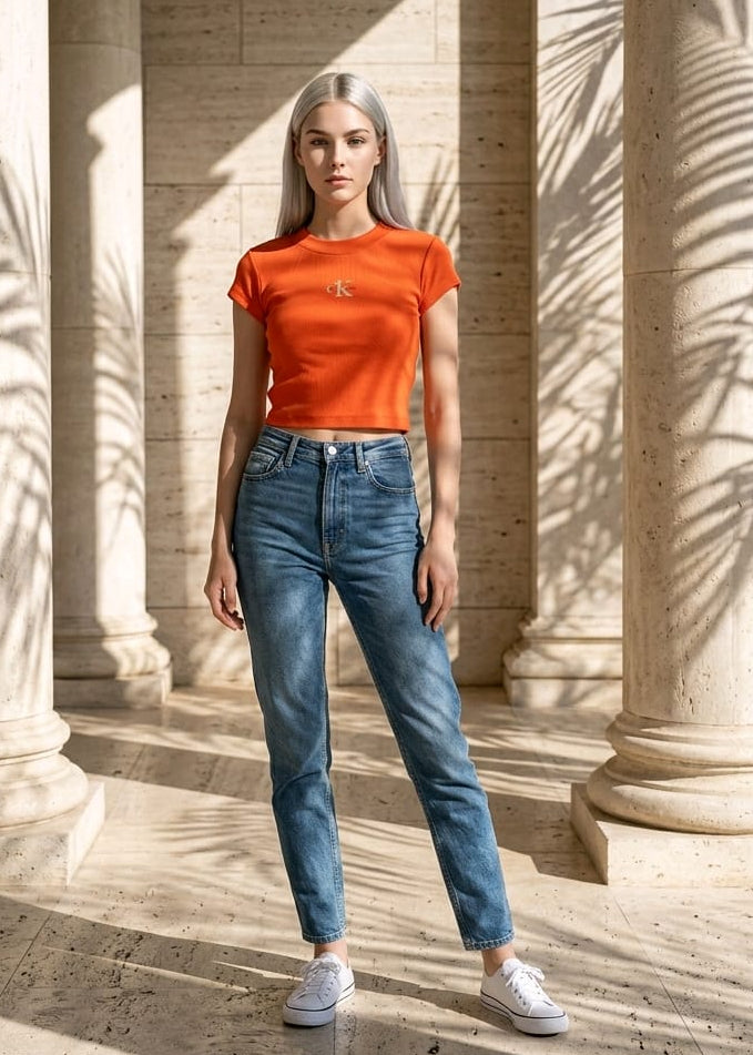Top Donna Calvin Klein Jeans Rosso Essential