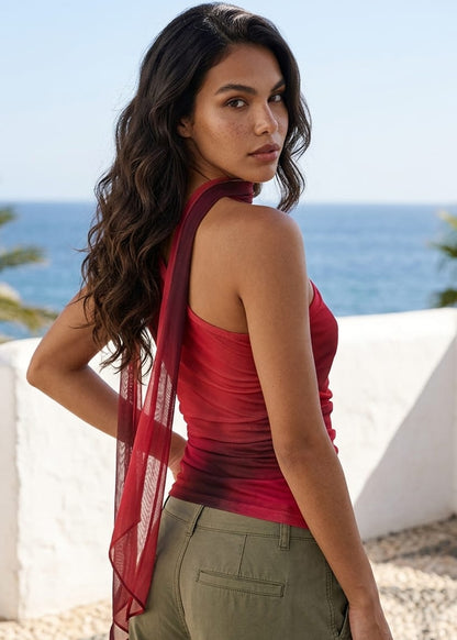 Top Donna Desigual Rosso Monospalla