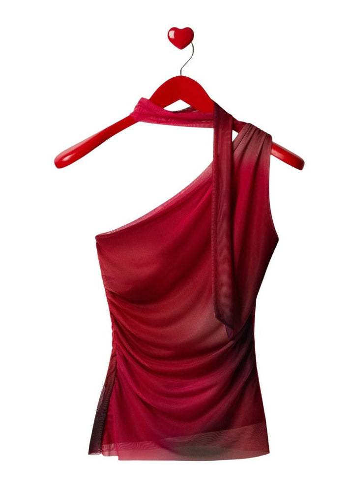 Top Donna Desigual Rosso Monospalla