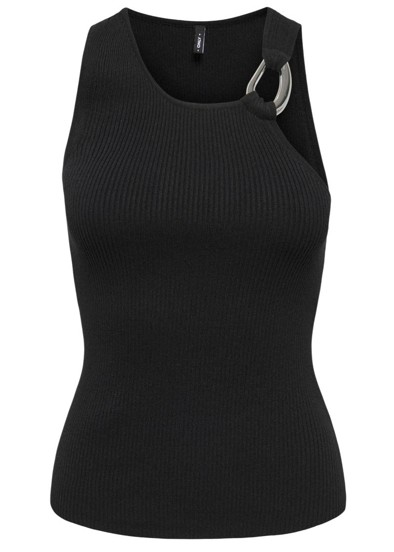 Top Donna Only Nero Smanicato in Viscosa