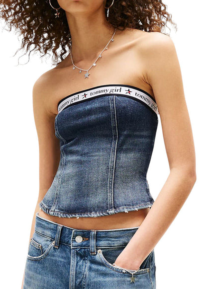 Top Donna Tommy Hilfiger Jeans Blu con Stampa