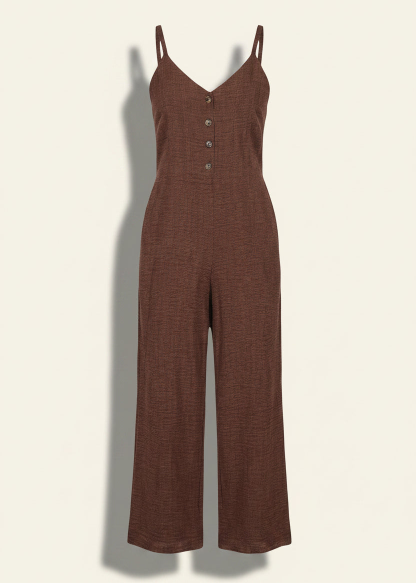 Tuta Donna Artigli Marrone Spalline Scollo V | Velvora