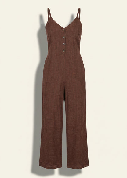 Tuta Donna Artigli Marrone Spalline Scollo V | Velvora