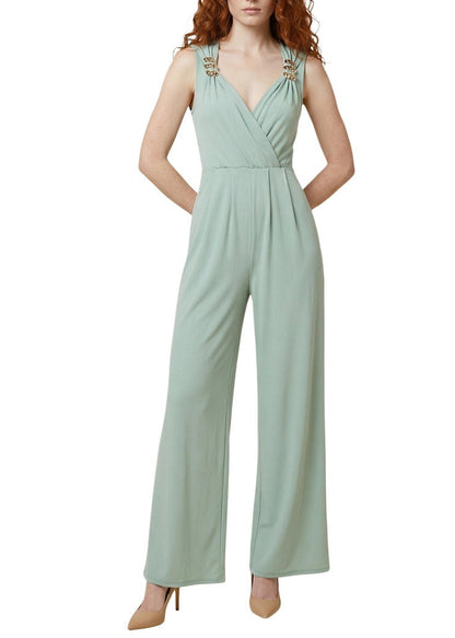 Tuta Donna Artigli Verde Smanicata con Scollo a V