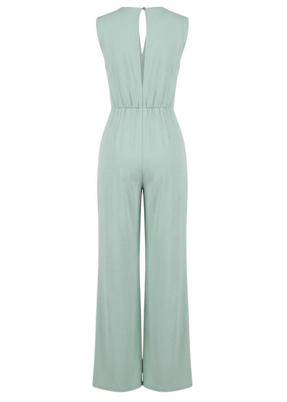 Tuta Donna Artigli Verde Smanicata con Scollo a V