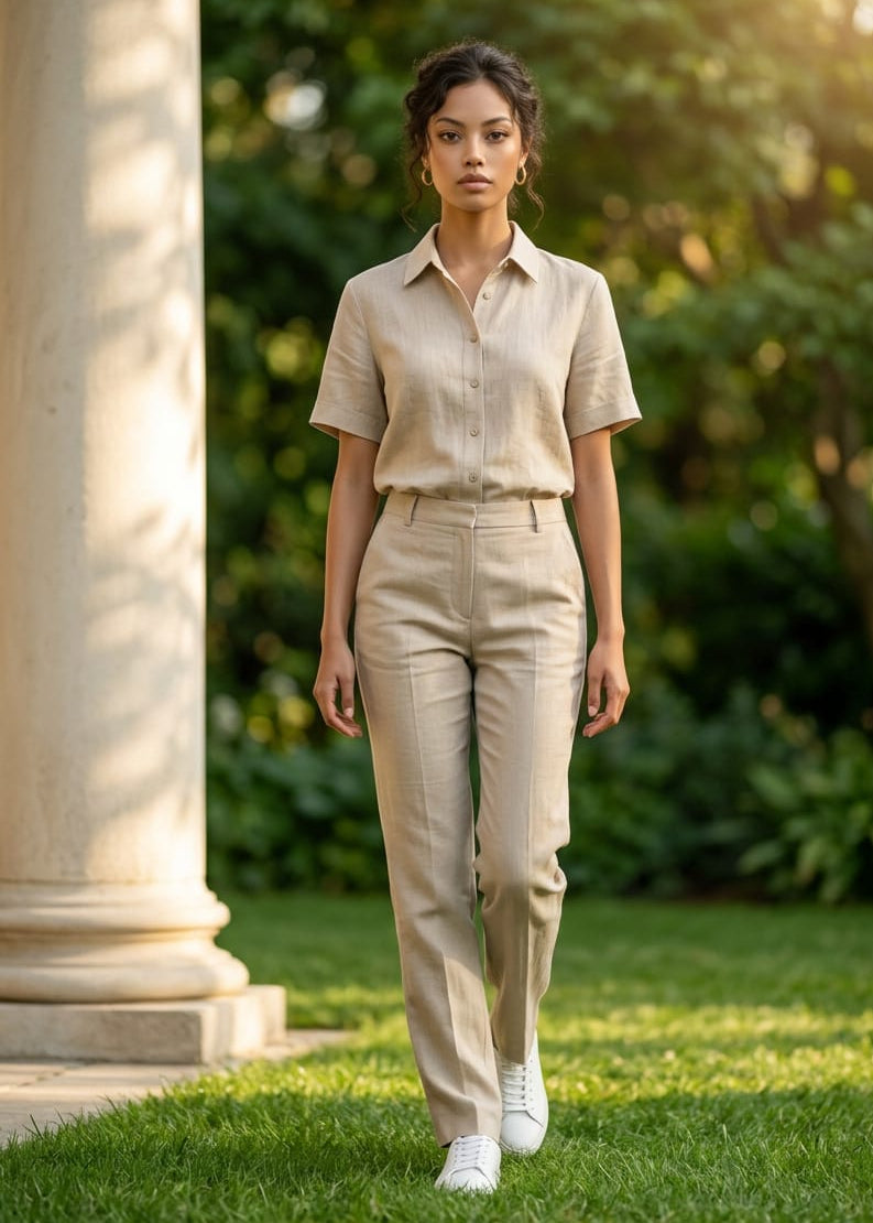Pantaloni Donna Only Straight Beige