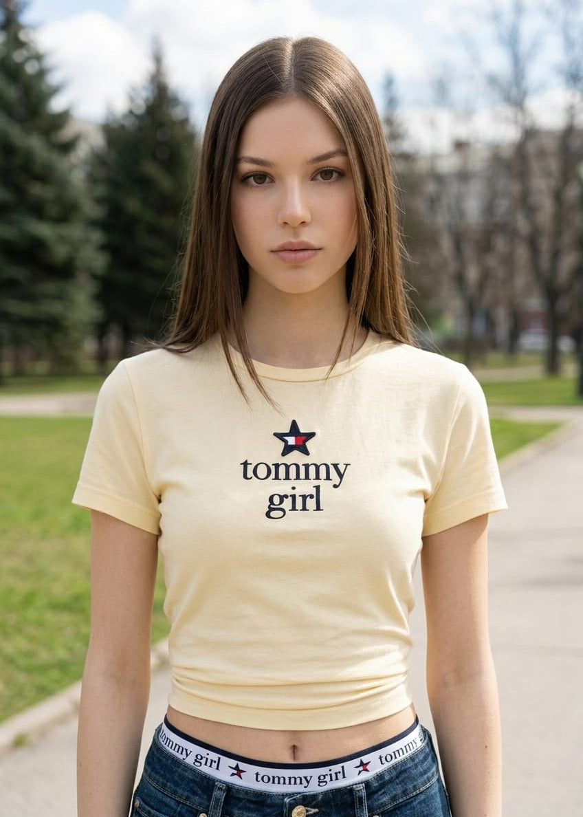 T-Shirt Donna Tommy Hilfiger Jeans Bianca