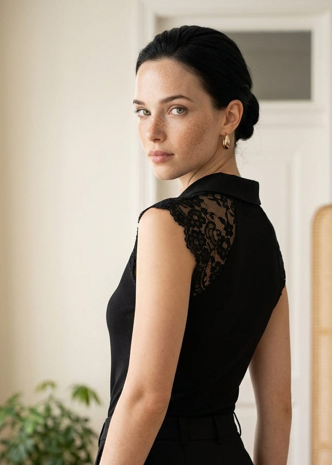Top Donna Morgan De Toi Nero Smanicato