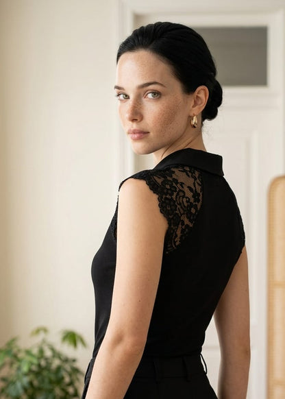Top Donna Morgan De Toi Nero Smanicato
