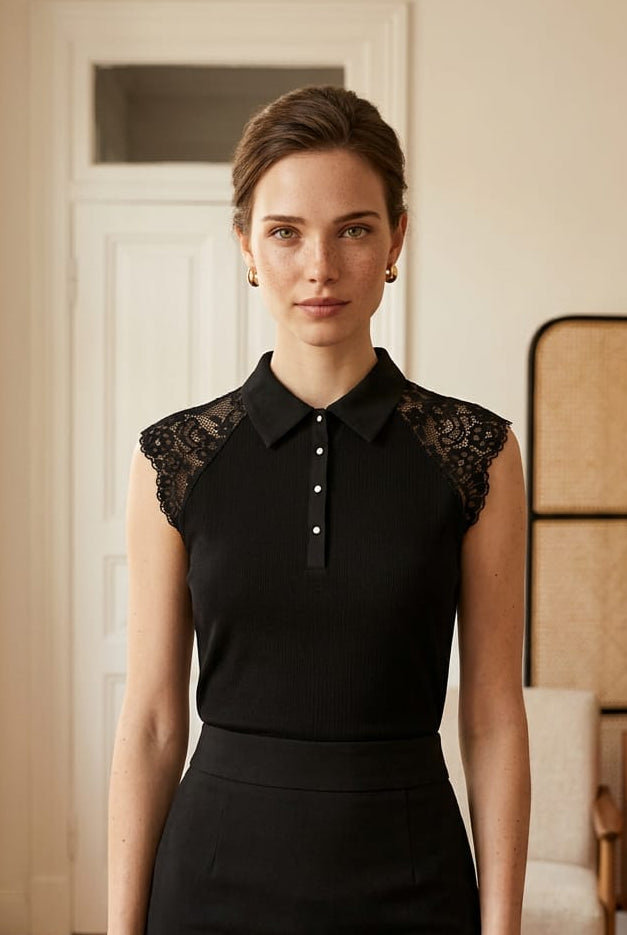 Top Donna Morgan De Toi Nero Smanicato
