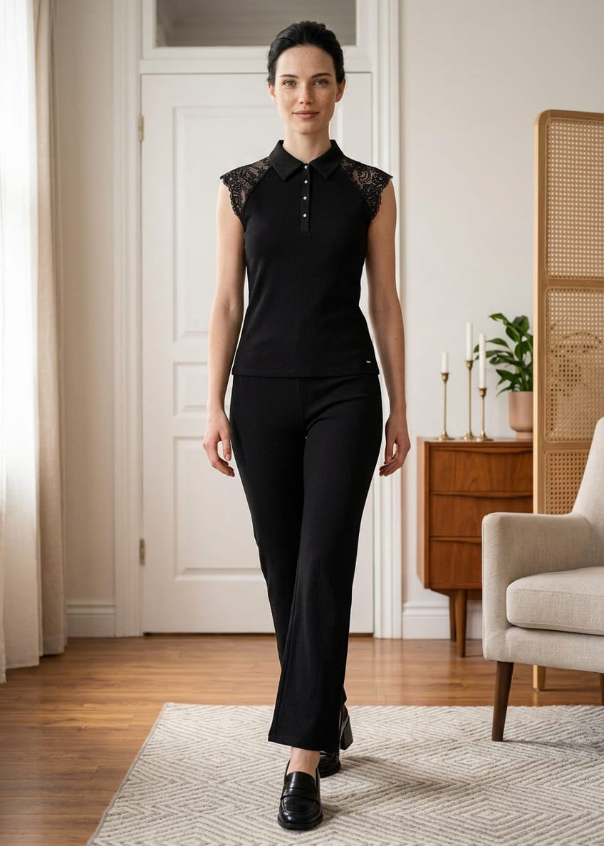 Top Donna Morgan De Toi Nero Smanicato