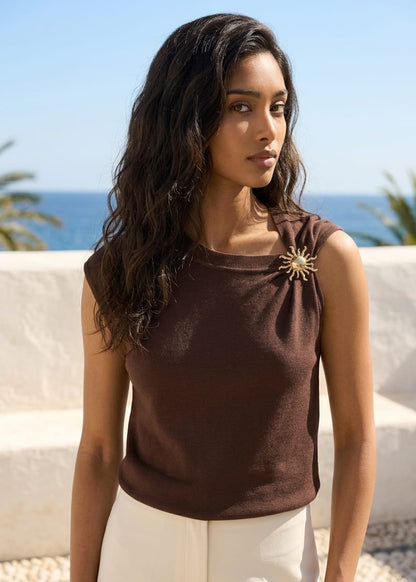 Maglia Donna Morgan De Toi Marrone Smanicata
