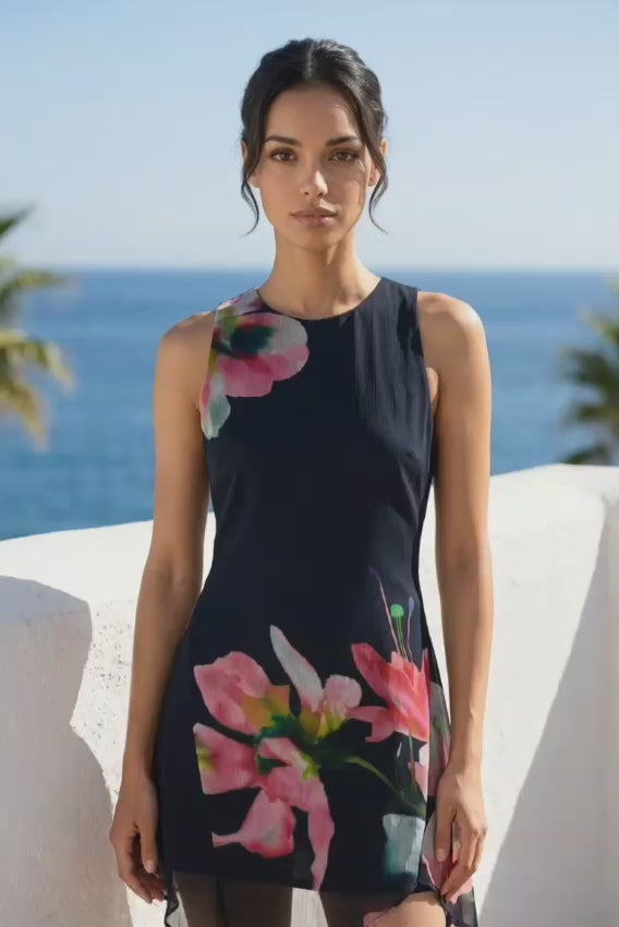 Abito Donna Desigual Nero Floreale Smanicato1