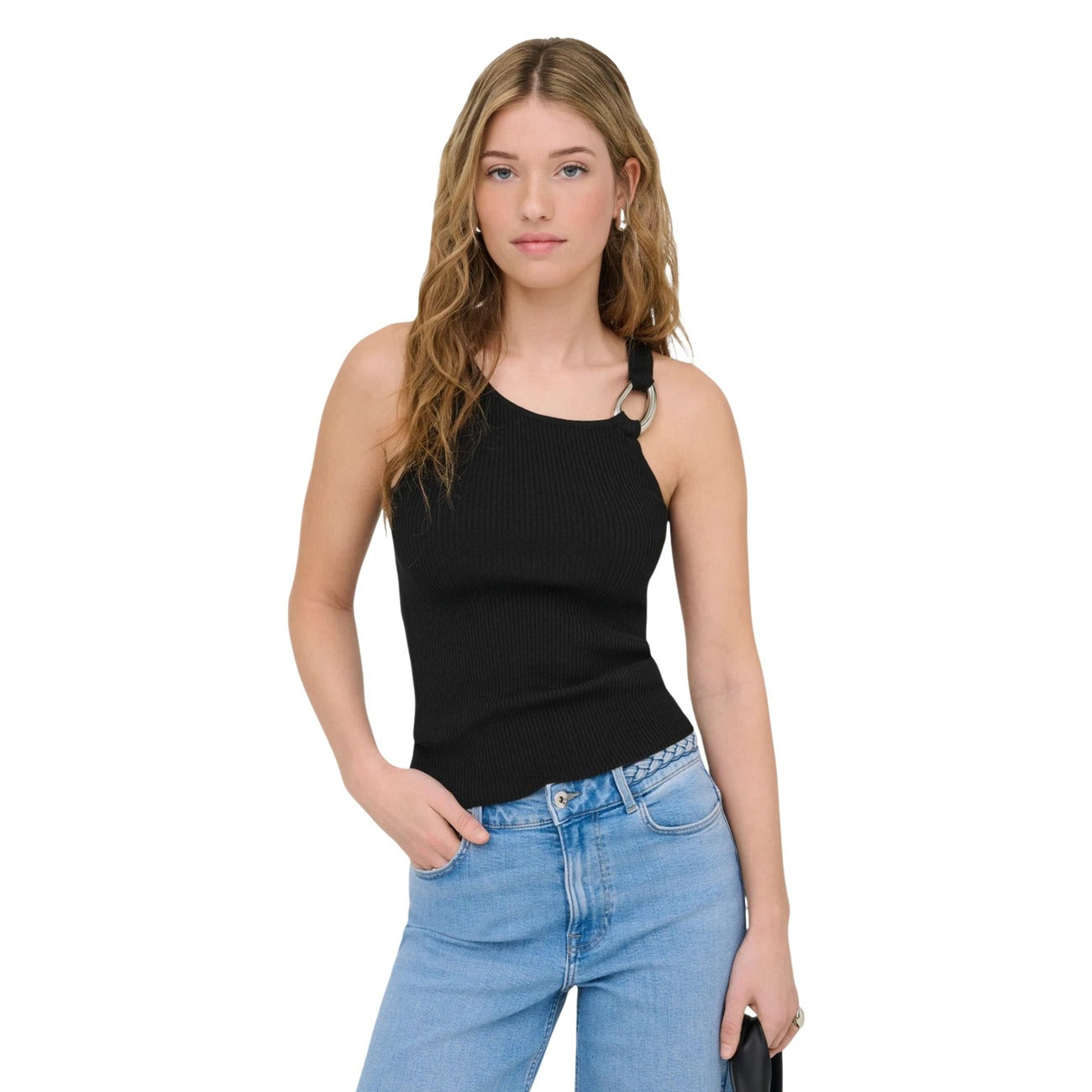 Top Donna Only Nero Smanicato in Viscosa