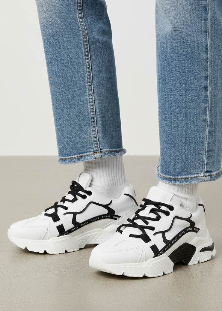 Sneakers Donna Guess Carrli6 Nere Fantasia Geometrica
