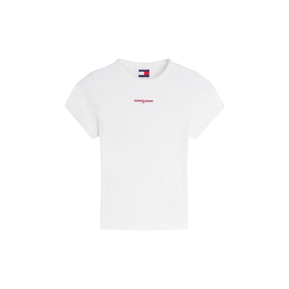 T-Shirt Donna Tommy Hilfiger Jeans Manica Corta Bianca