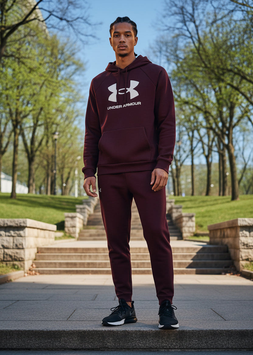 Felpa Uomo Under Armour Bordeaux con Cappuccio