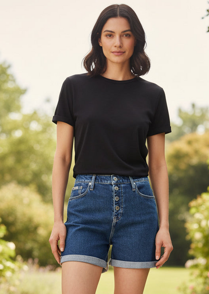 Shorts Donna Calvin Klein Jeans Blu in Cotone