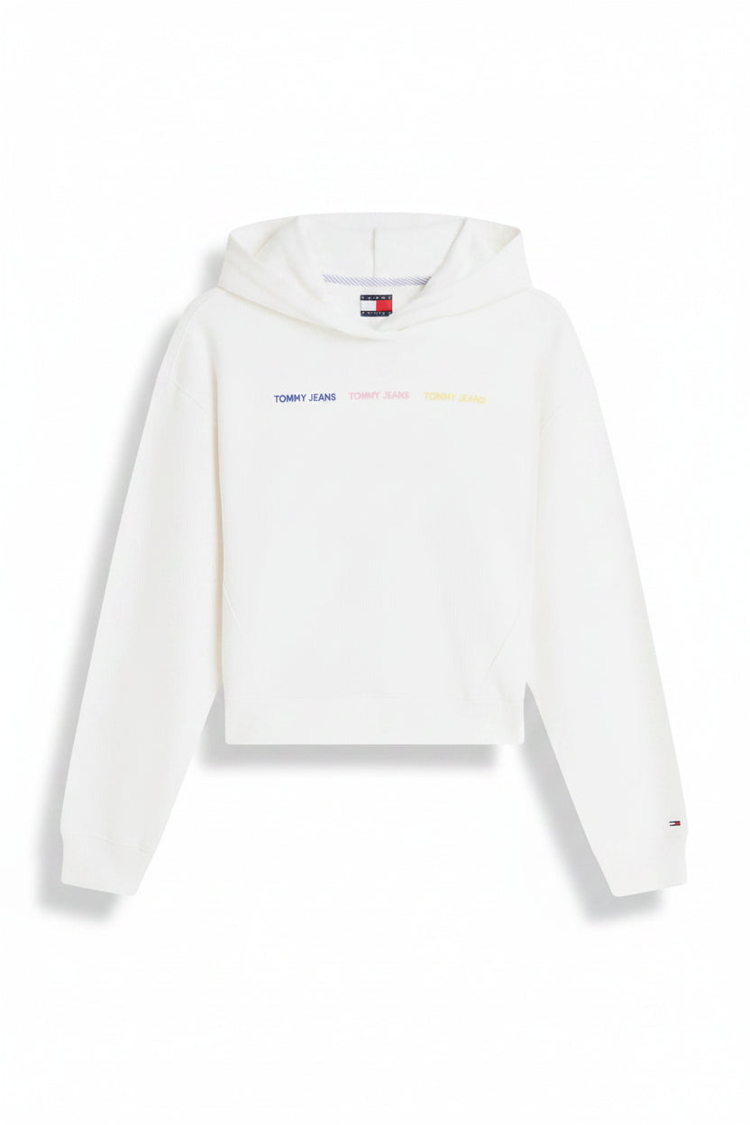 Felpa Donna Tommy Hilfiger Jeans Bianca con Cappuccio