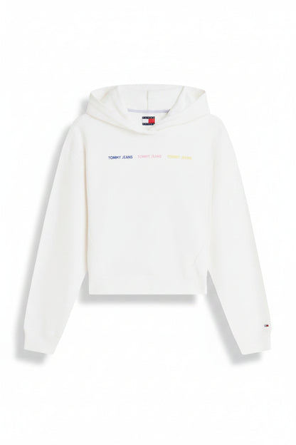 Felpa Donna Tommy Hilfiger Jeans Bianca con Cappuccio