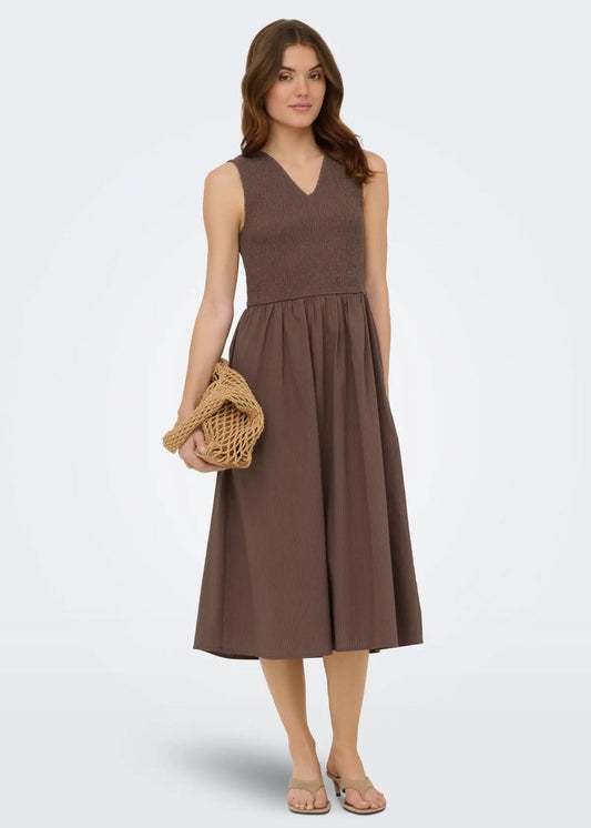 Abito Donna Only Smanicato Marrone
