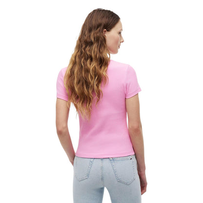 T-Shirt Donna Tommy Hilfiger Jeans Badge Rib Rosa