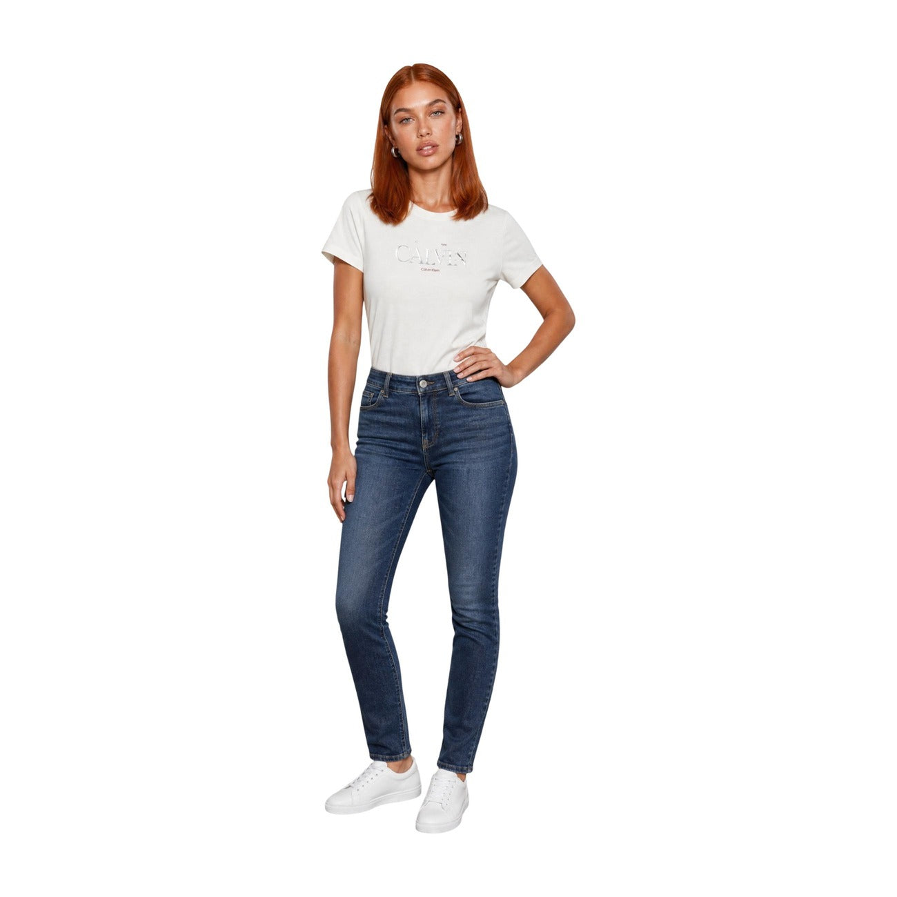 T-Shirt Damen Calvin Klein Jeans Weißer Aufdruck