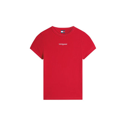 T-Shirt Donna Tommy Hilfiger Jeans Manica Corta Rossa