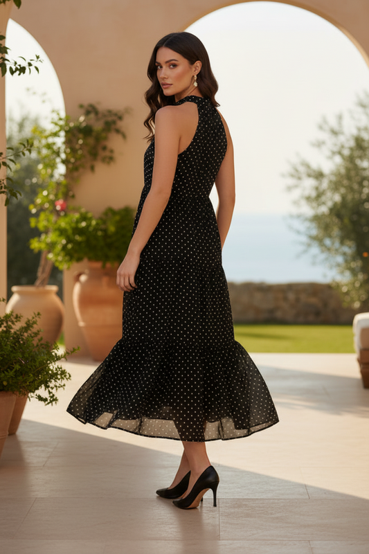 Abito Donna Only Nero a Pois Smanicato