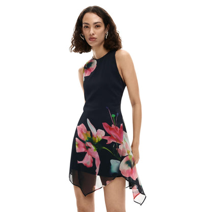 Abito Donna Desigual Nero Floreale Smanicato