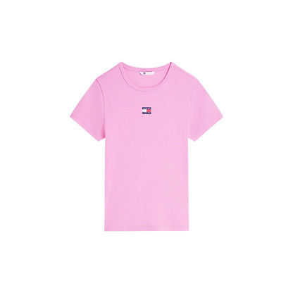 T-Shirt Donna Tommy Hilfiger Jeans Badge Rib Rosa