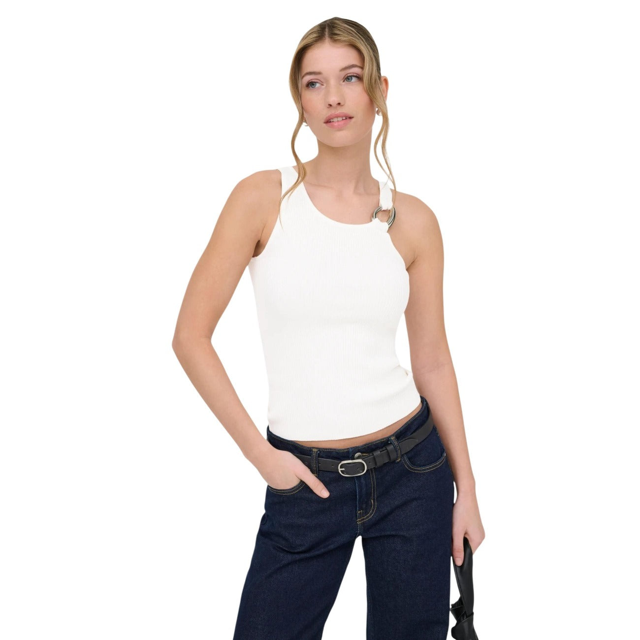 Top Donna Only Nero Smanicato in Viscosa