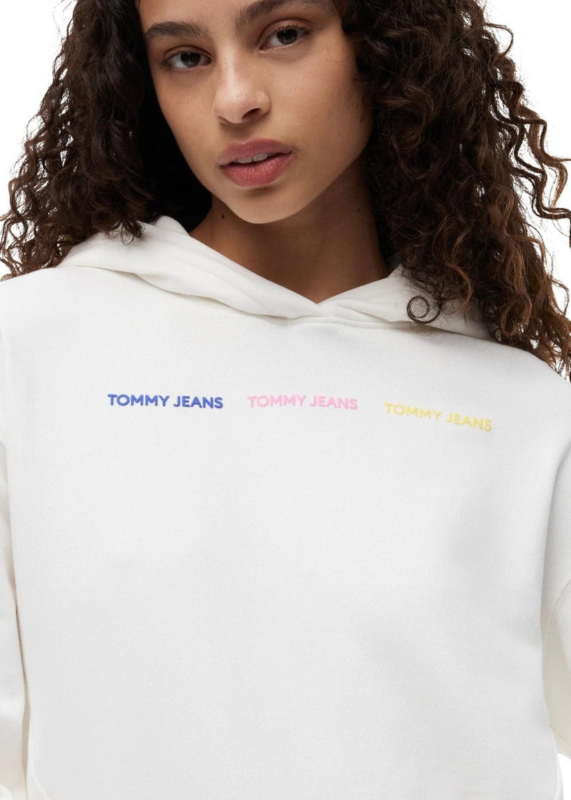Felpa Donna Tommy Hilfiger Jeans Bianca con Cappuccio