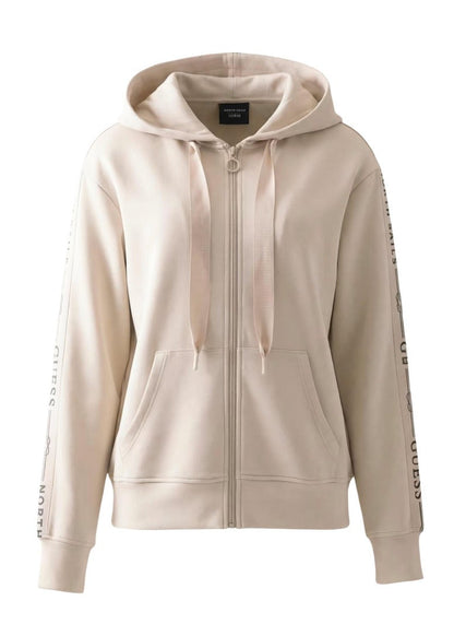 Felpa Donna Guess con Cappuccio e Zip Beige