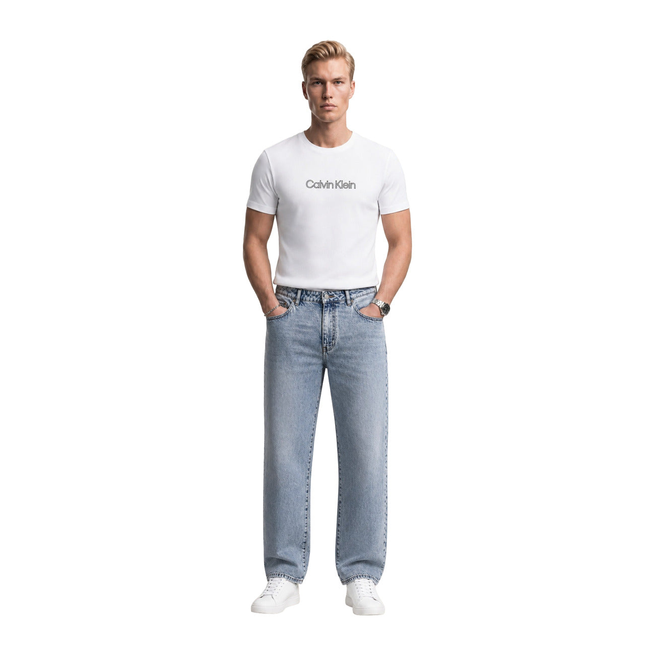 T-Shirt Uomo Calvin Klein Jeans Bianca Manica Corta