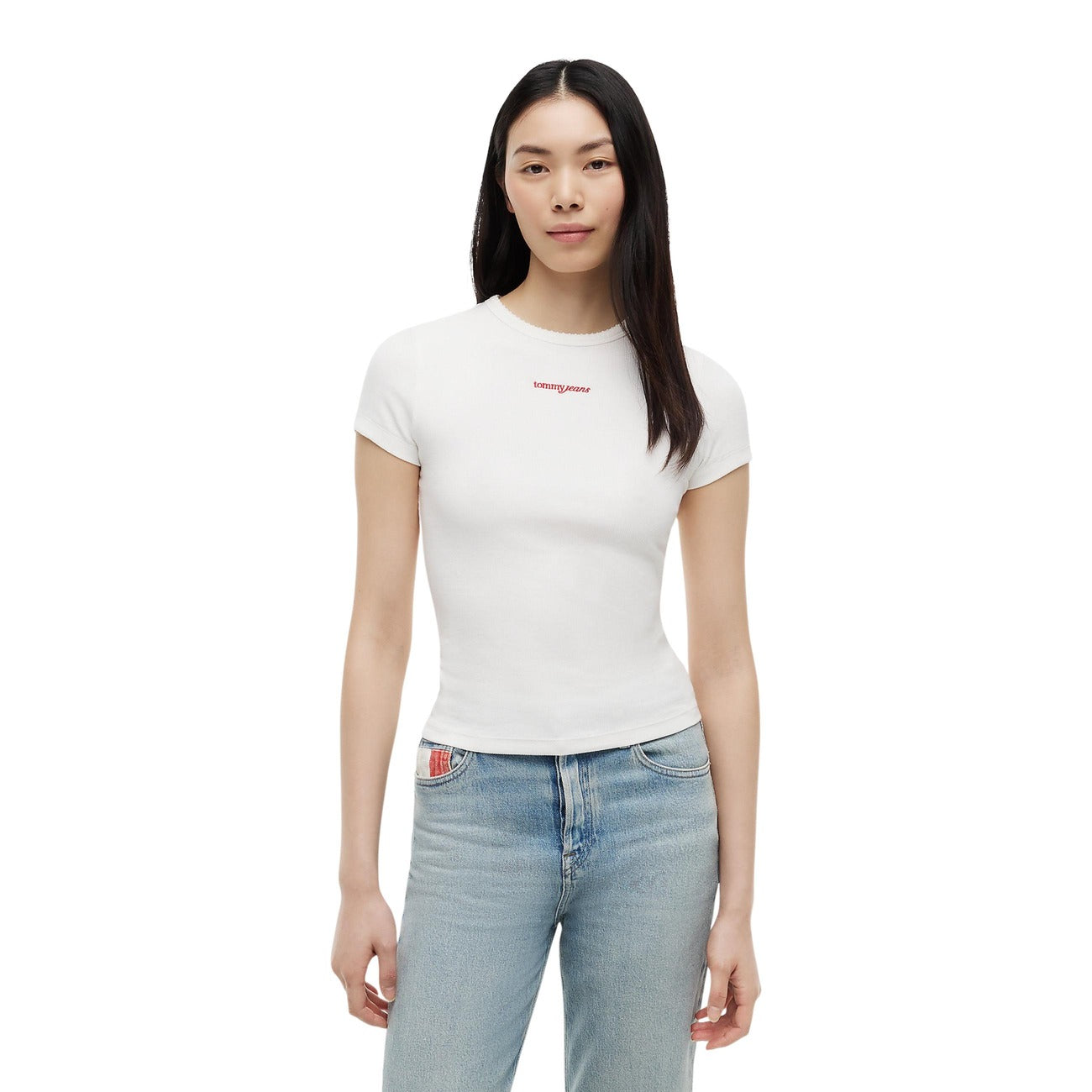 T-Shirt Donna Tommy Hilfiger Jeans Manica Corta Bianca
