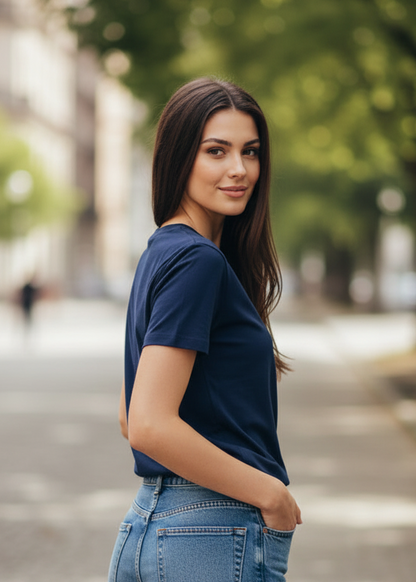 T-Shirt Donna Tommy Hilfiger Jeans Blu Manica Corta