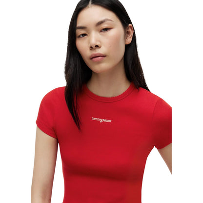 T-Shirt Donna Tommy Hilfiger Jeans Manica Corta Rossa