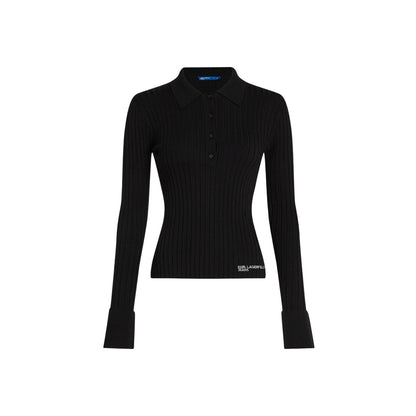 Polo Donna Karl Lagerfeld Jeans Nera in Viscosa