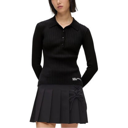 Polo Donna Karl Lagerfeld Jeans Nera in Viscosa