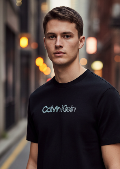 T-Shirt Uomo Calvin Klein Jeans Nera Stampa Manica Corta